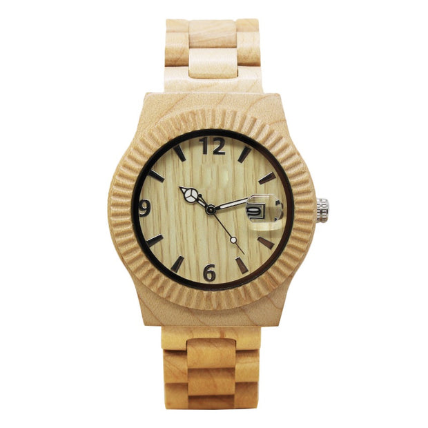 Date display wood watch